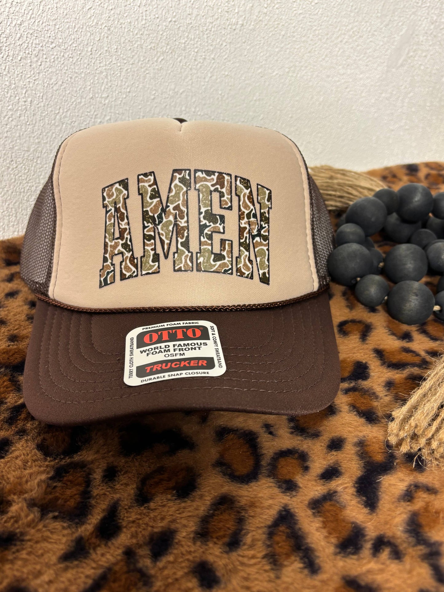 Camo Amen Trucker Hat