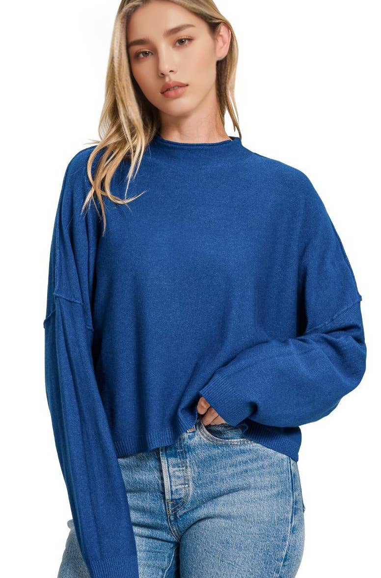 `.Mock Neck Soft Fall Sweater