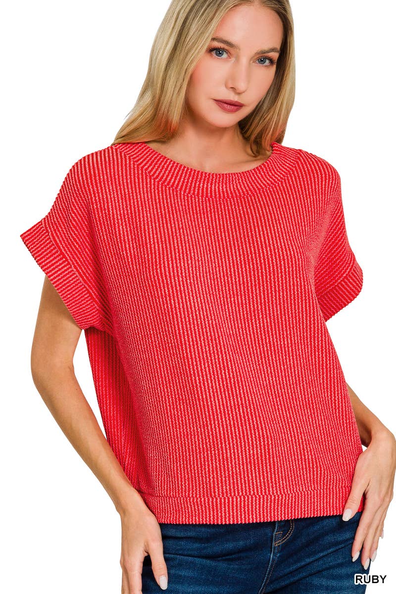Corded Rib Knit Top