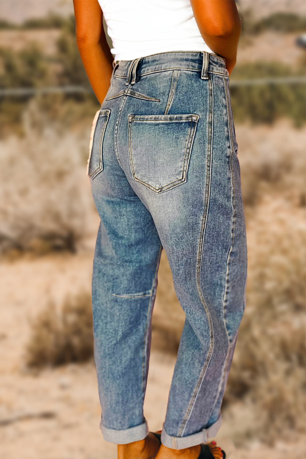 Vintage Washed Seam Detail Shift Jeans