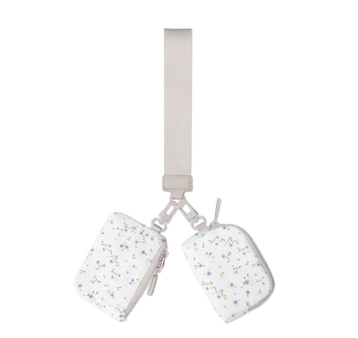 Blue Floral Dual Pouch Wristlet
