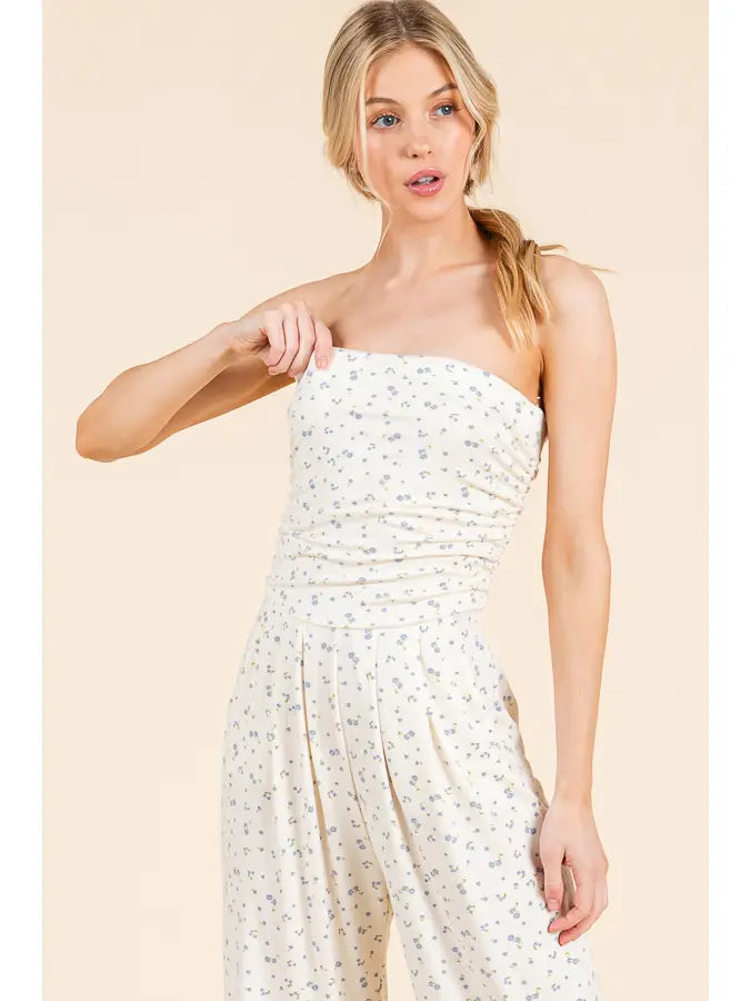 Floral Strapless Jumpsuit