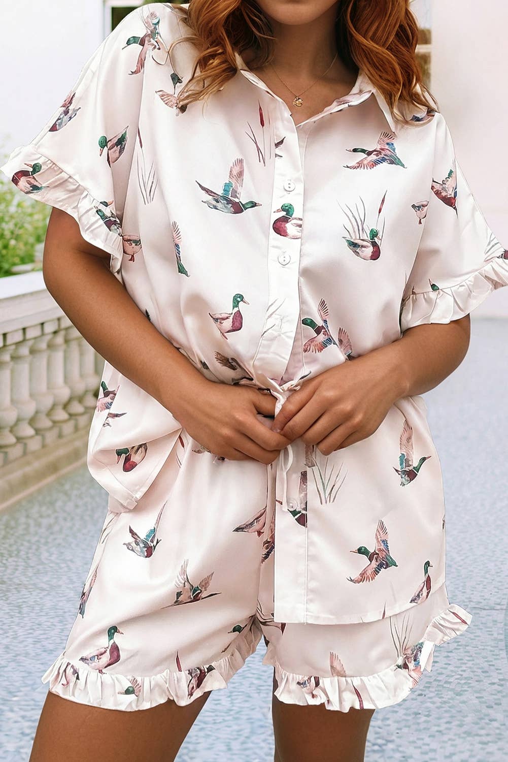 Mallard Ruffle Button 2pc Set