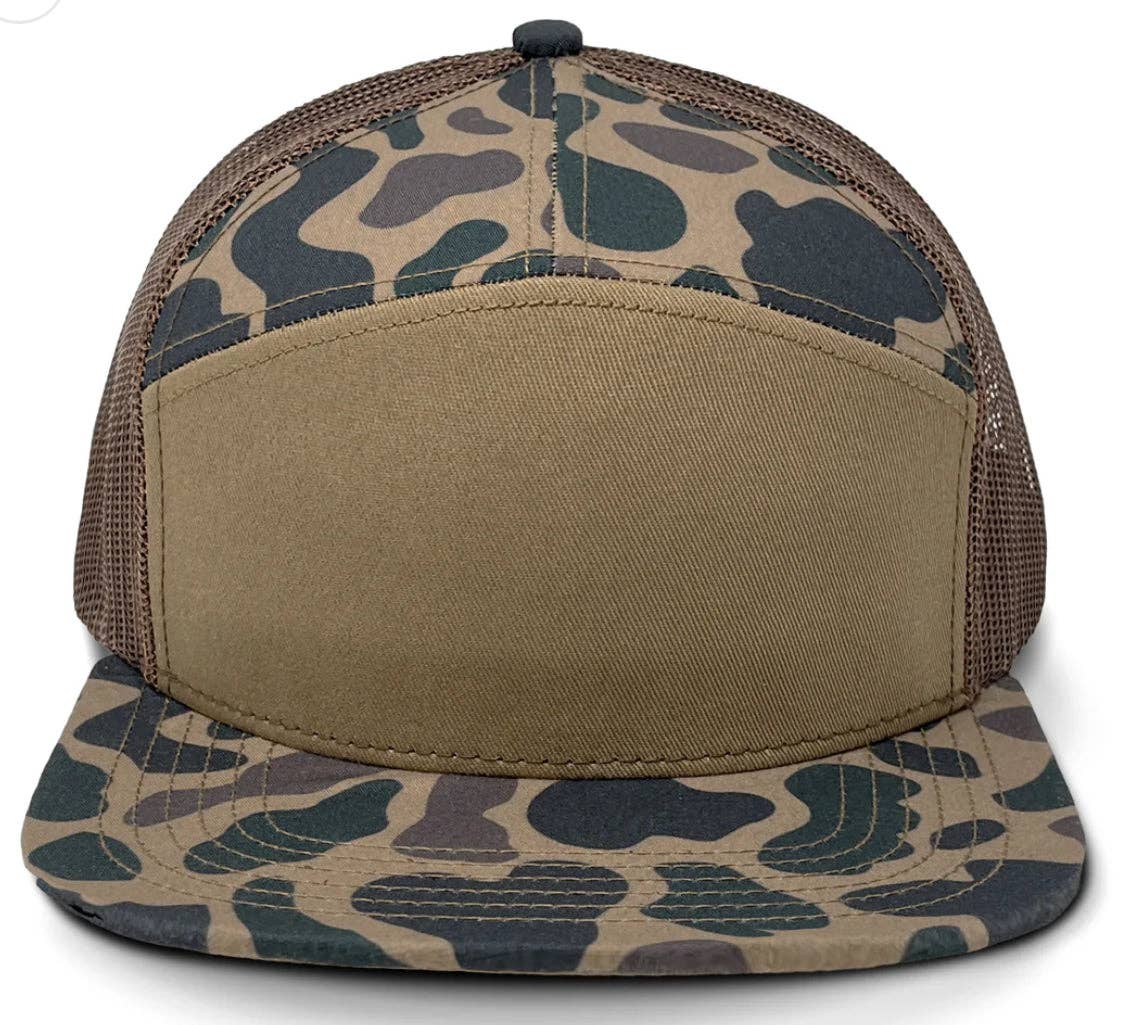 Bass Silhouette- “Old’s Cool” Camo Flatbill Snapback