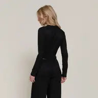 Long Sleeve Crew Neck Top & Waist Tie Long Pants Set