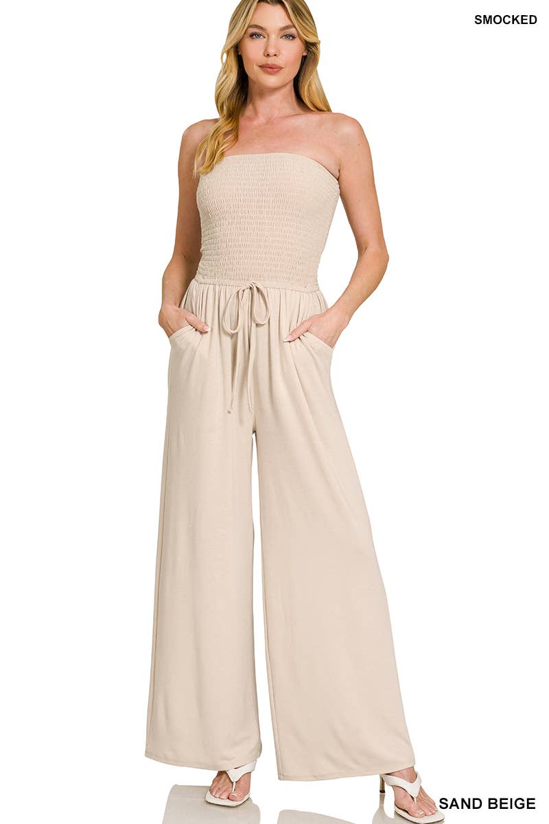 Smocked Tube Top Jumpsuit