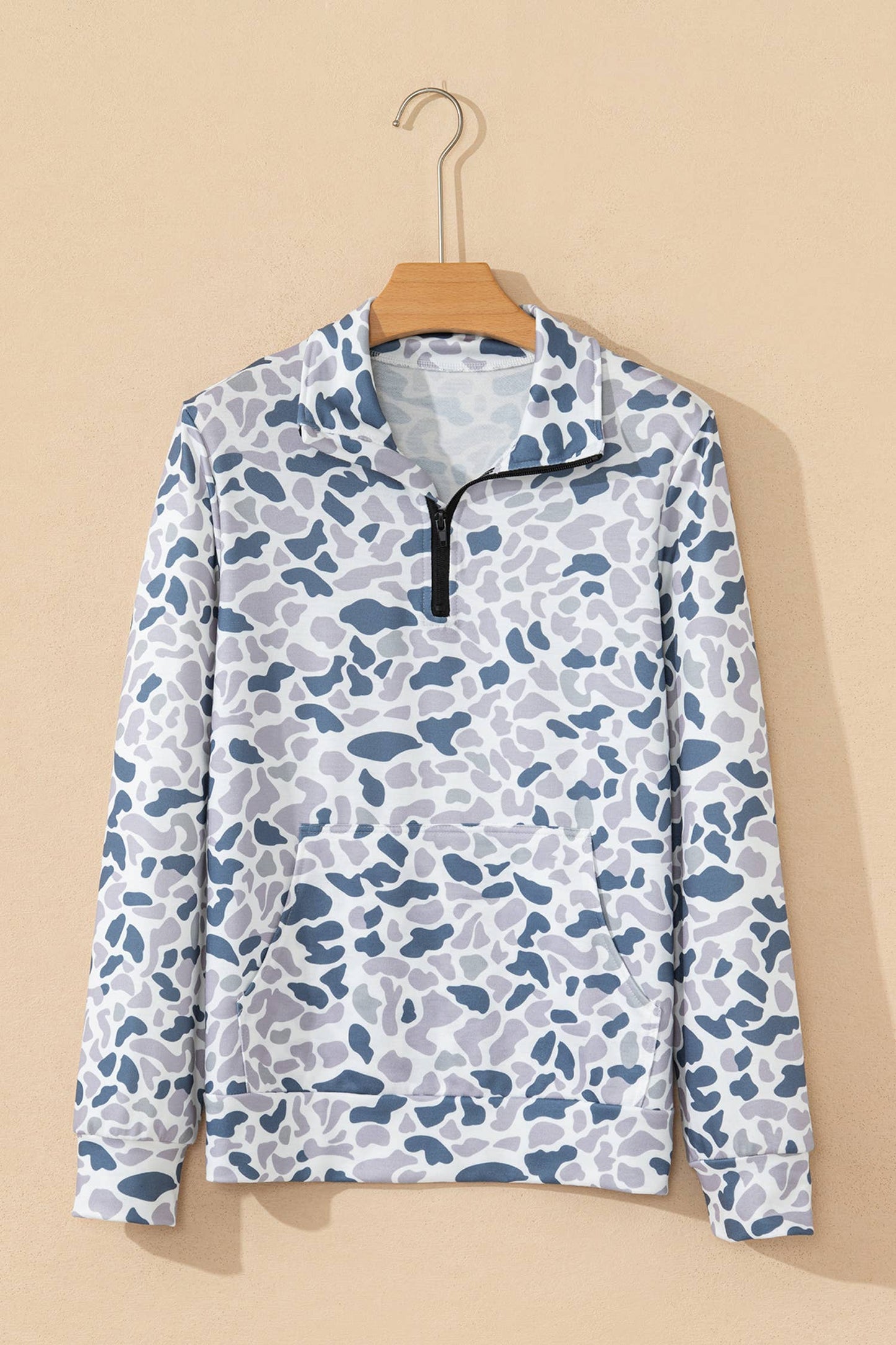 V Neck Shift Camo Pullover