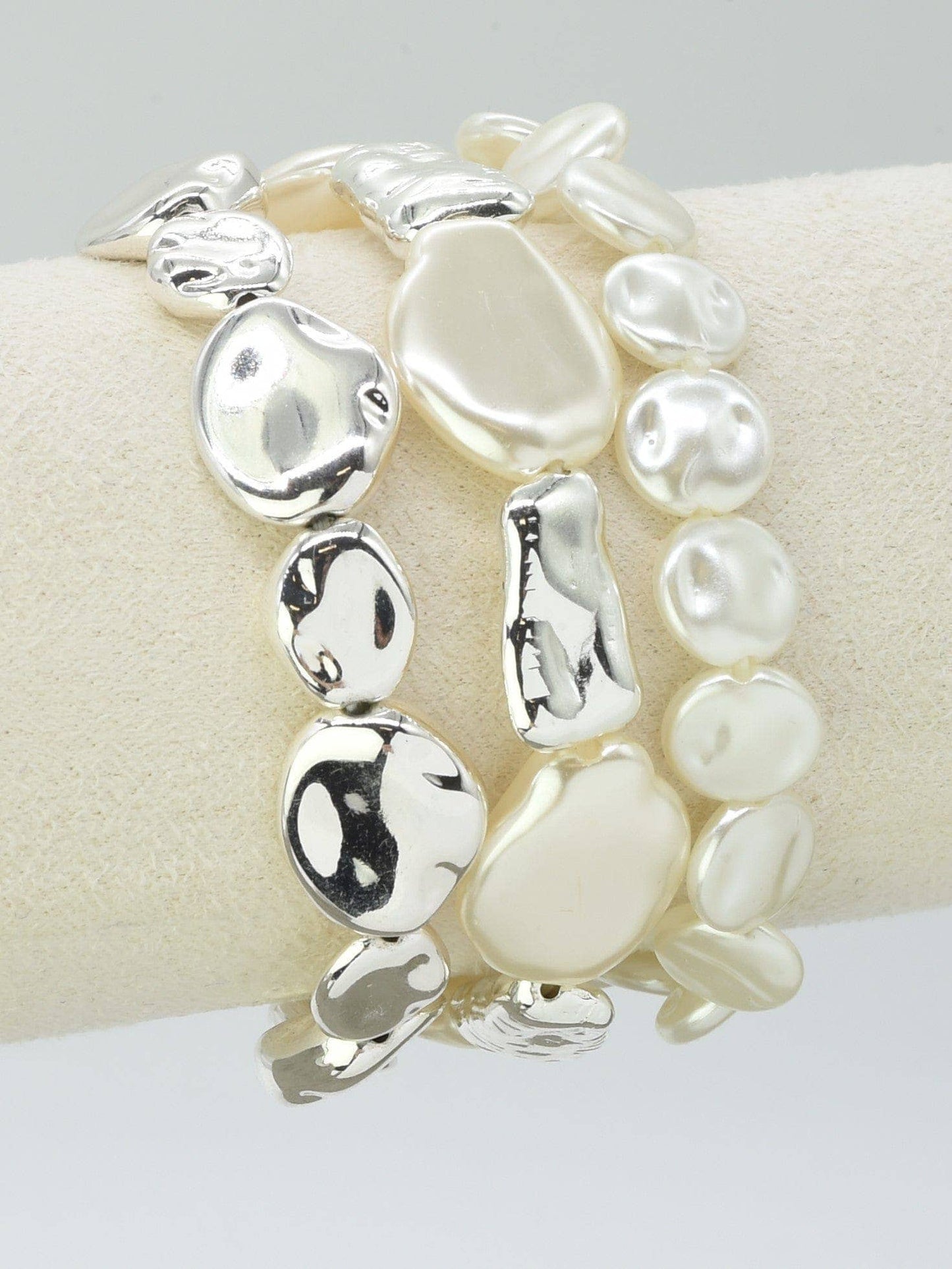 3 Piece Pearl Stretch Bracelet Set