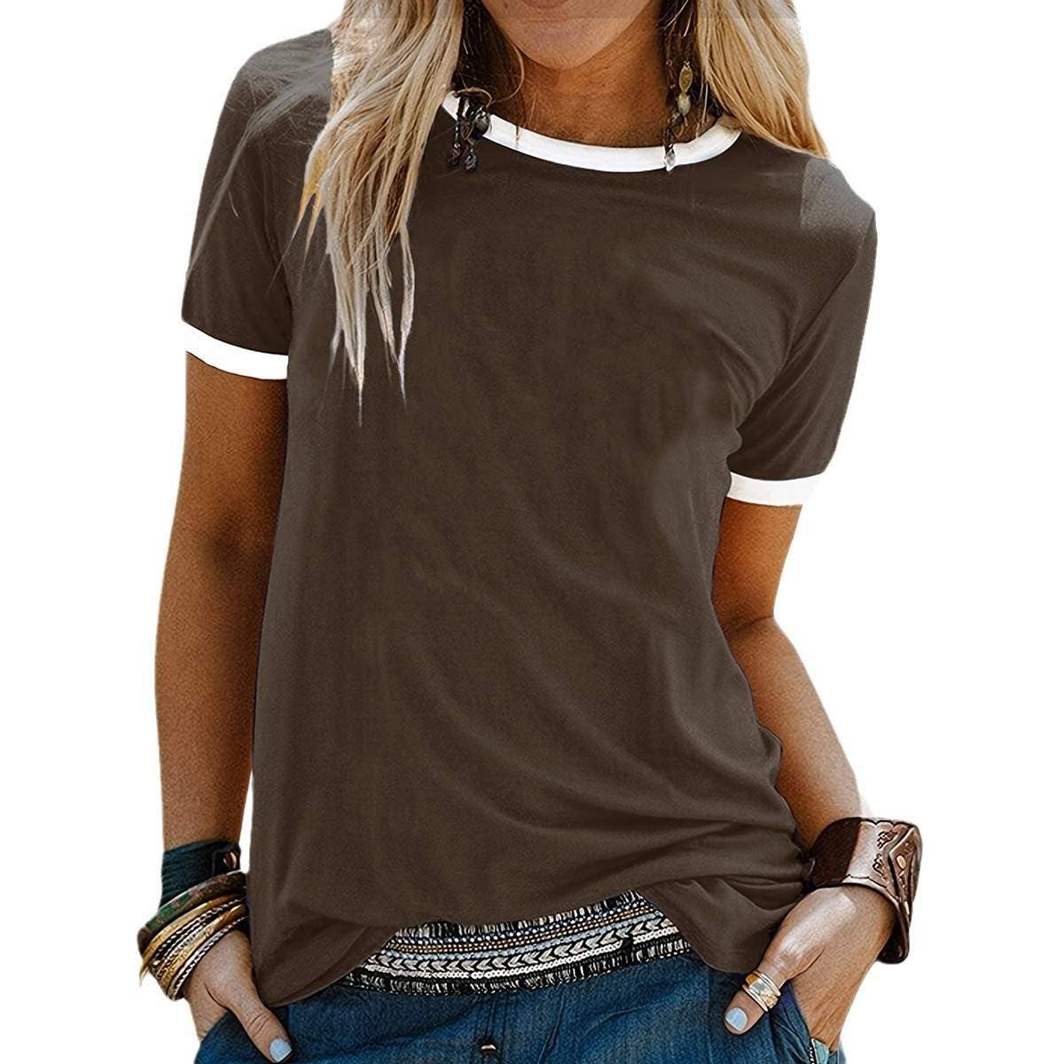 Round neck casual short sleeve women