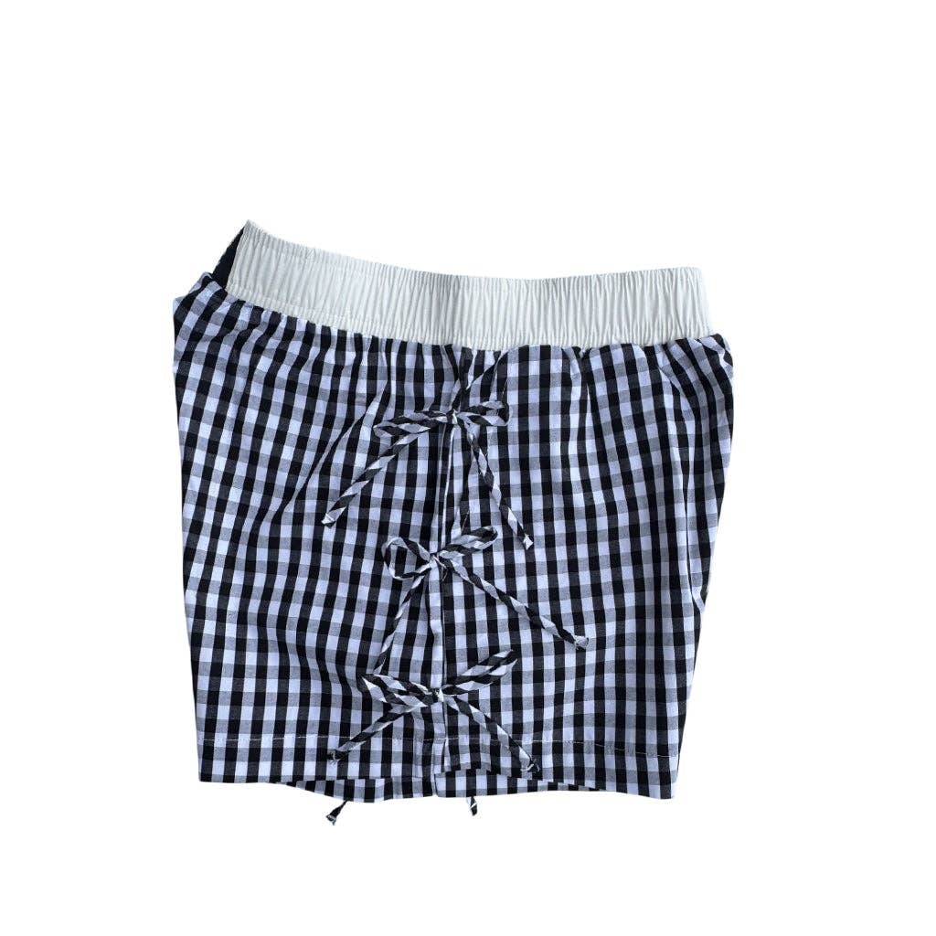 BUTTON BOW GINGHAM BOXER SHORTS