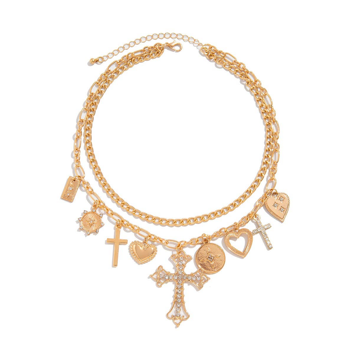 Cross Charm Layered Necklace