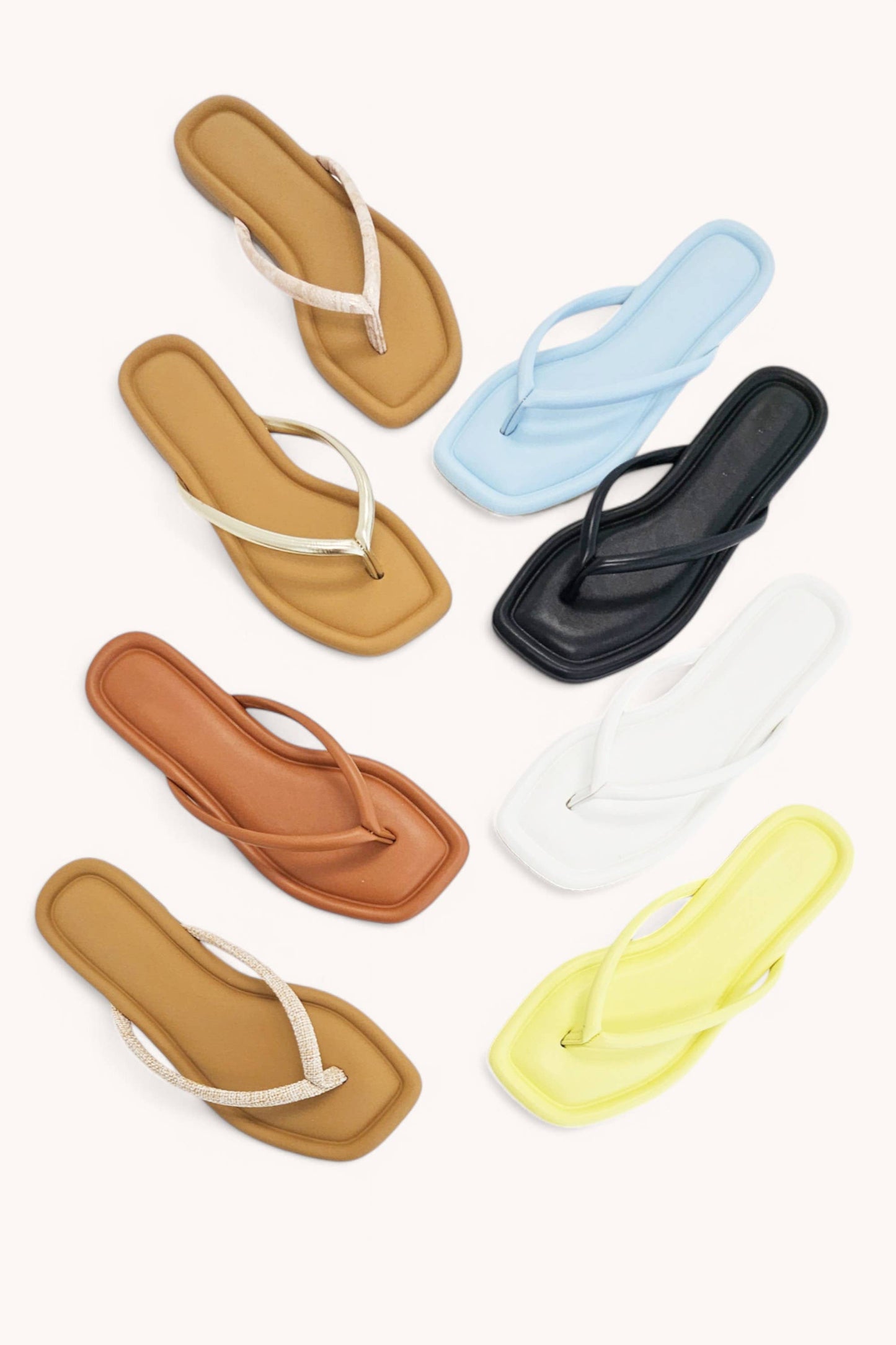 SQUARE TOE SIMPLE THONG STRAP SANDALS
