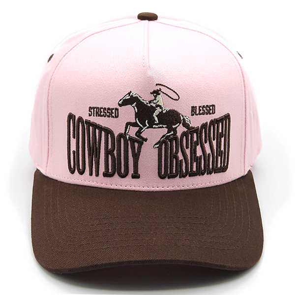 Cowboy Obsessed Embroidered Trucker Hat: Denim