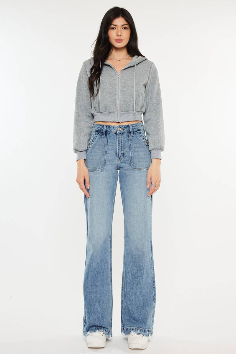 HIGH RISE WIDE FLARE JEANS- Judy Blue