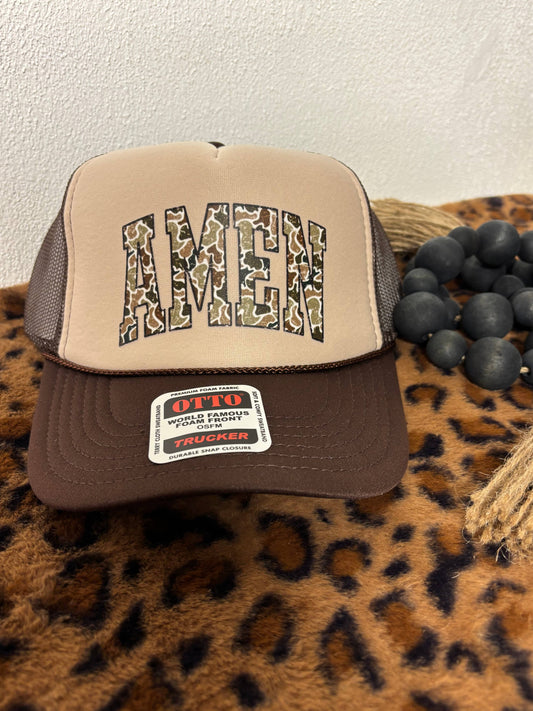 Camo Amen Trucker Hat 