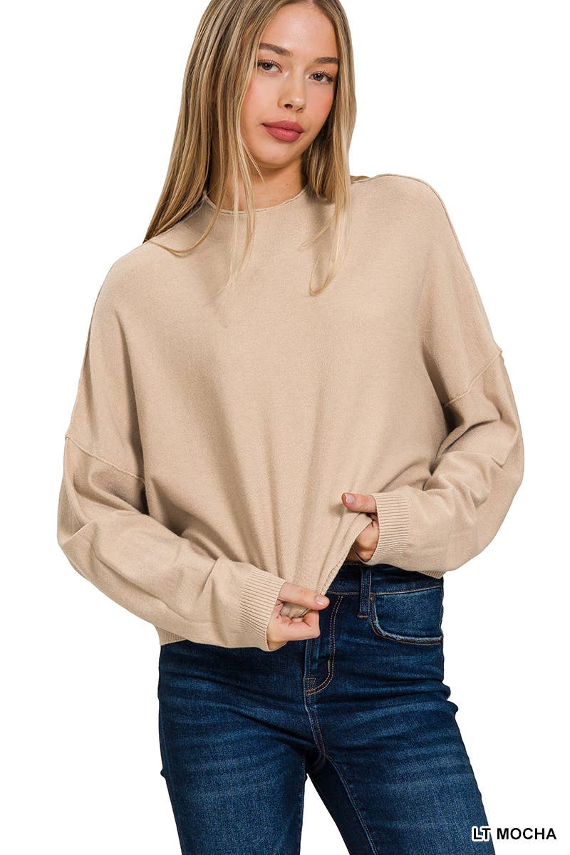 `.0807 Mock Neck Fall Crop Sweater SI-25985