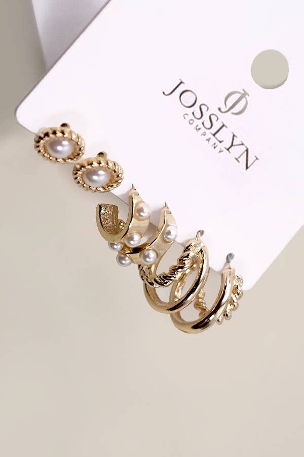 Pearl Stud & Hoop Trio