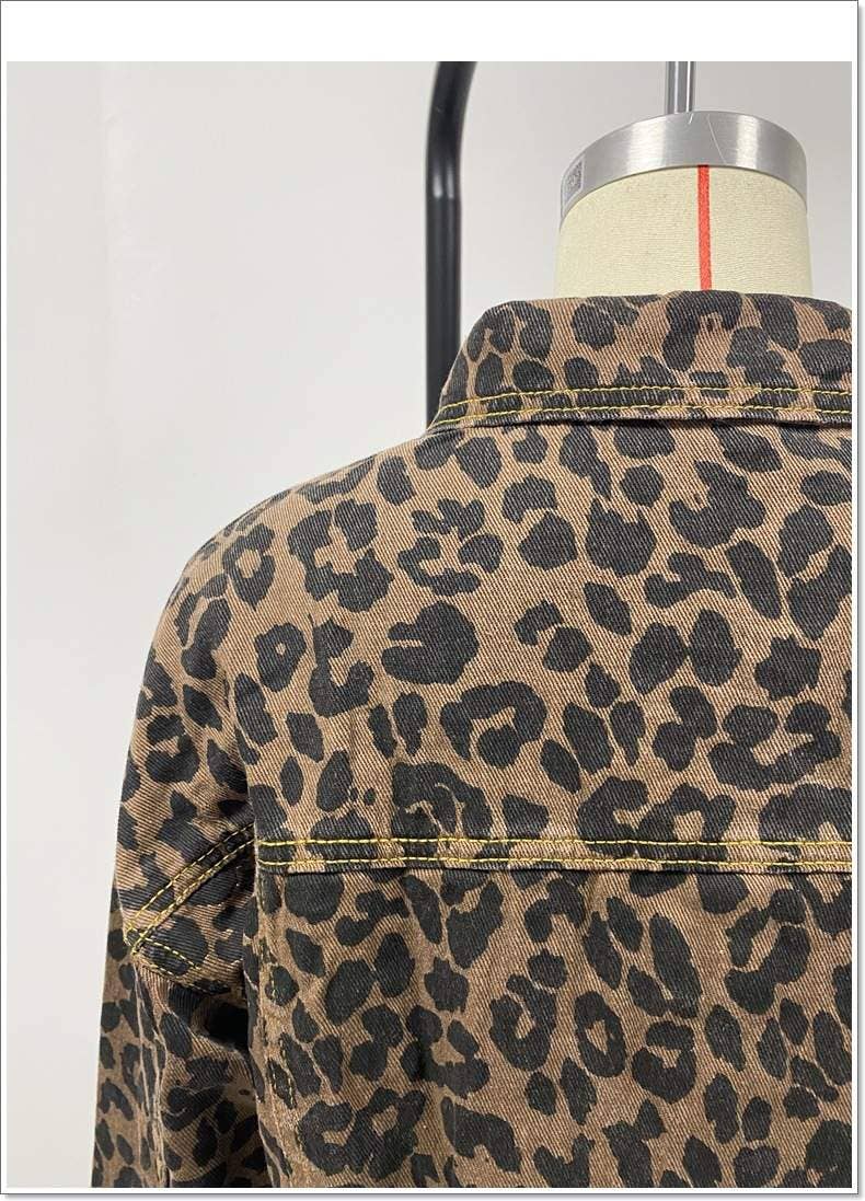Leopard denim coat