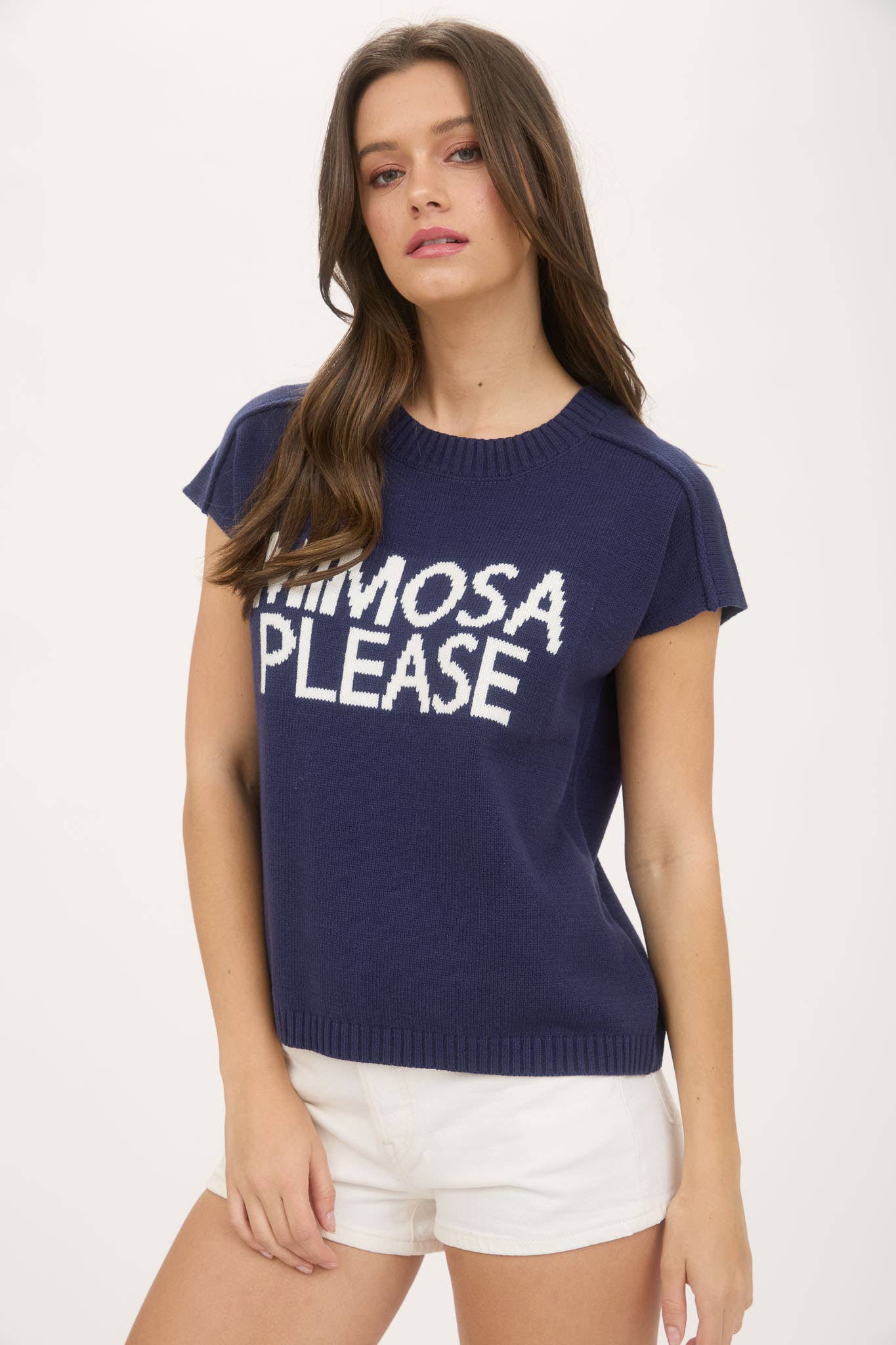 MIMOSA PLEASE SHORT SLEEVE PULLOVER SWEATER