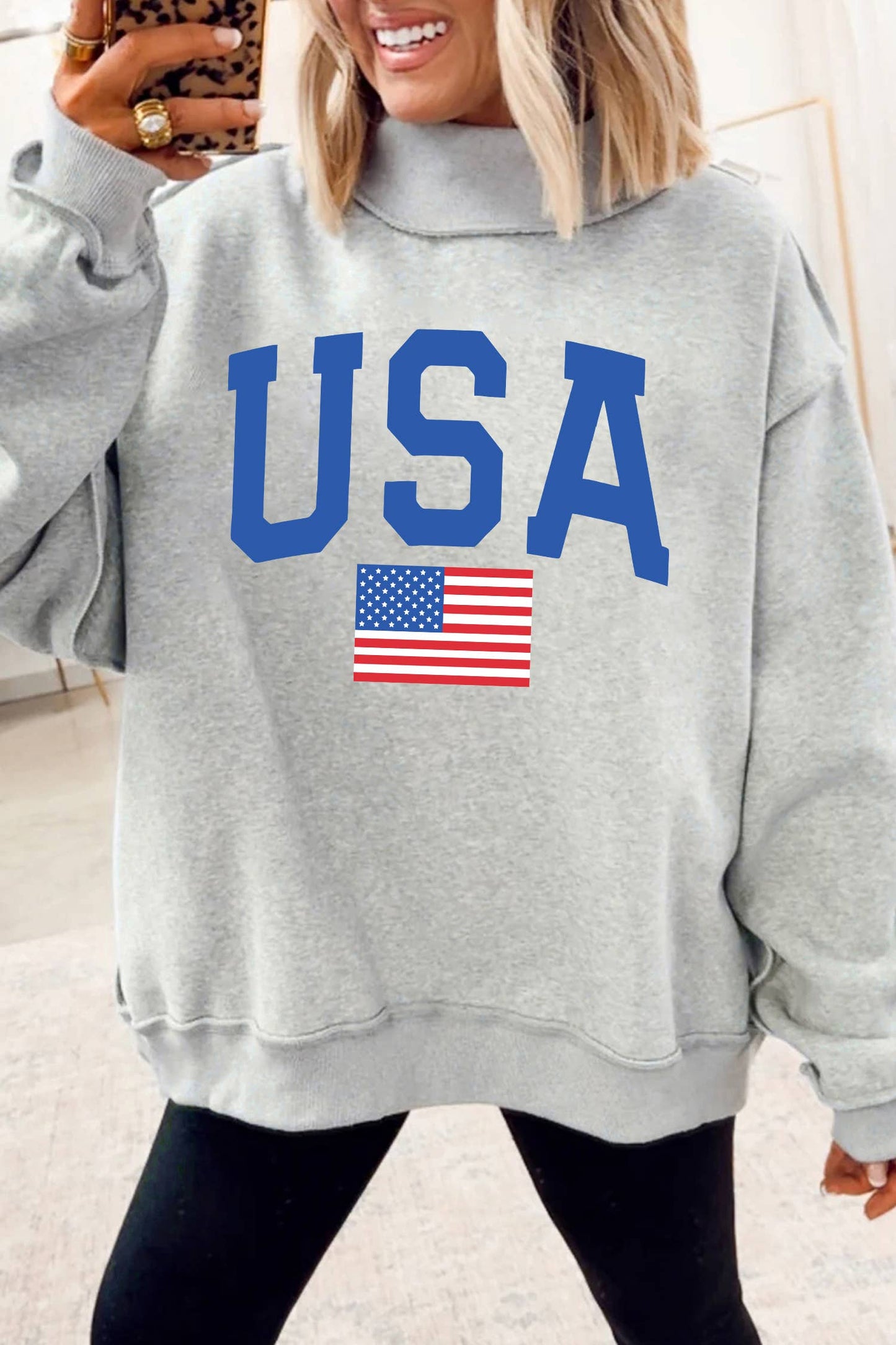 USA Mock Neck Sweater