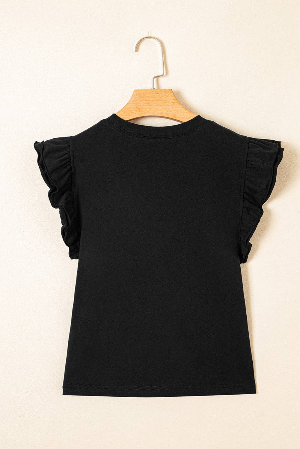 Ruffle Sleeve Crewneck Summer Top
