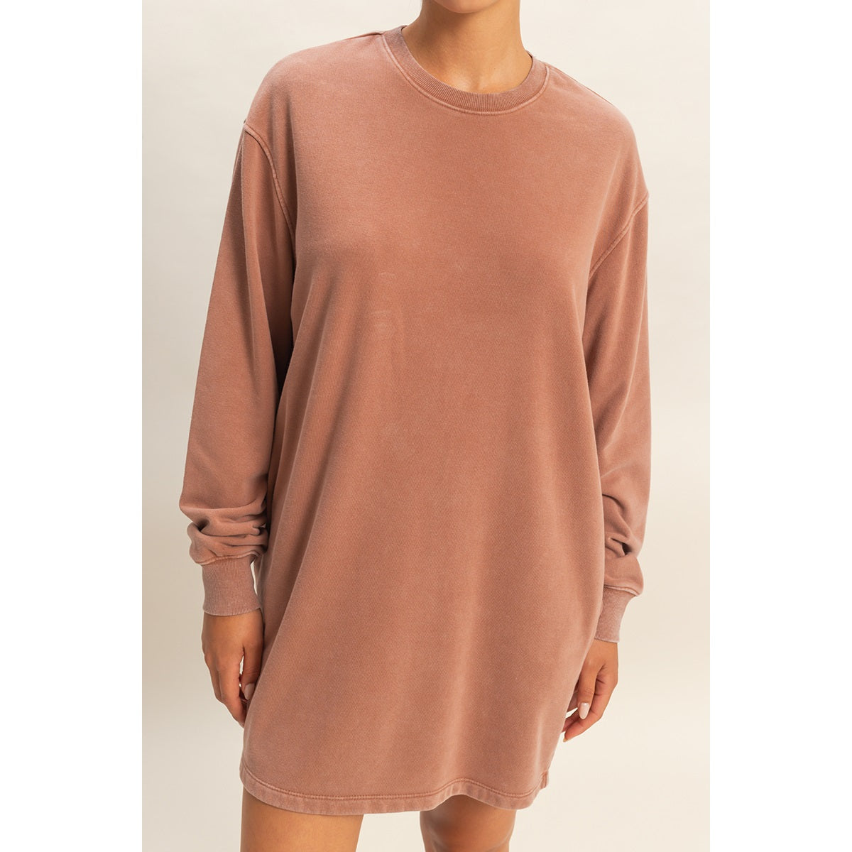 Mineral Washed Oversized Mini Sweatshirt Dress