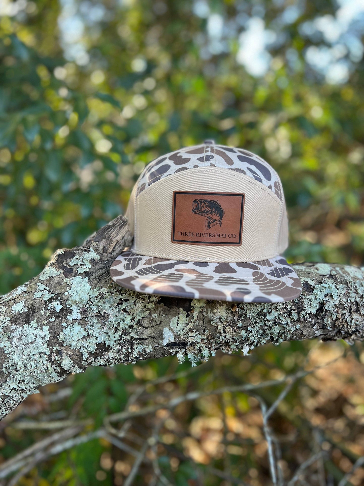 Bass Silhouette- “Old’s Cool” Camo Flatbill Snapback