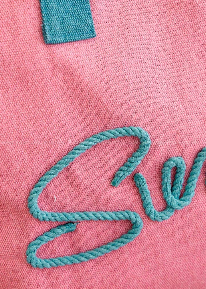 Sewn Rope Summer Letter Fringe Tote Bag: Orange