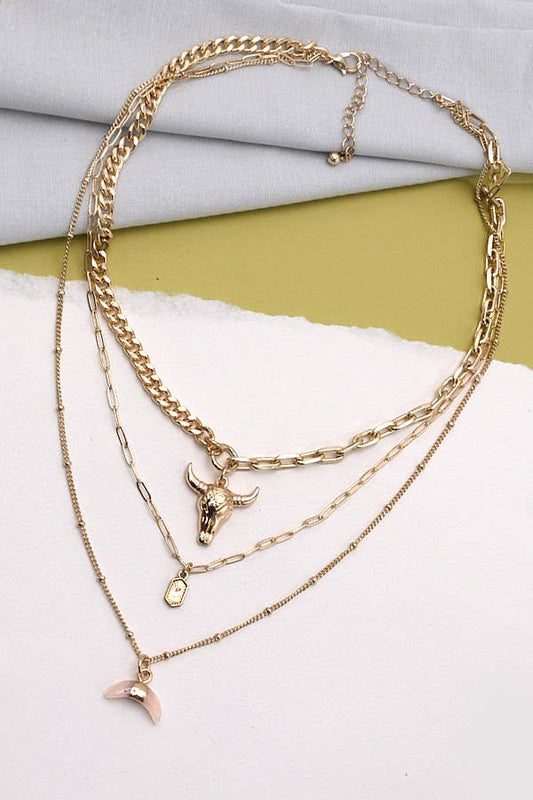 Bull Horn Layered Necklace