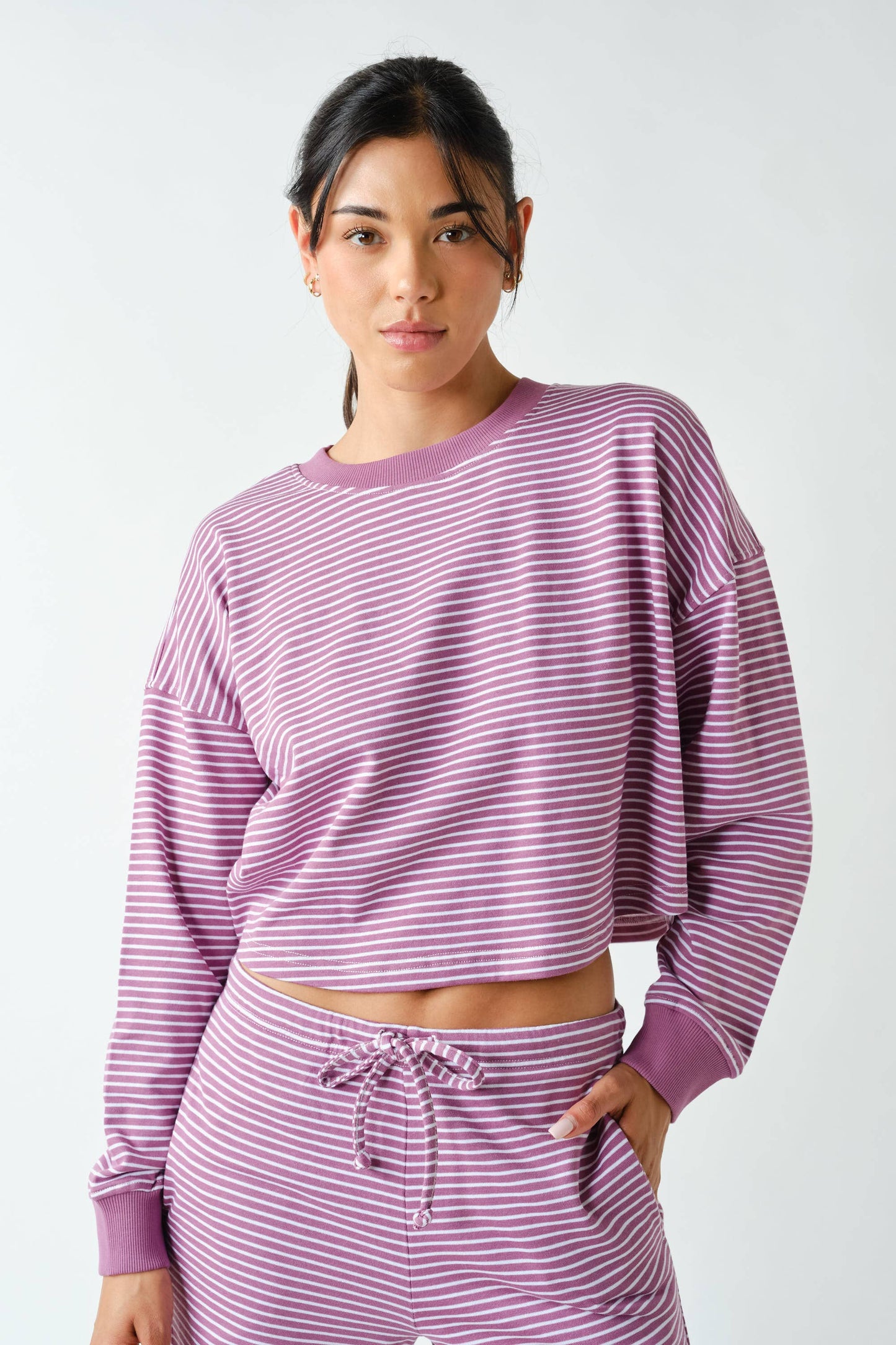 Coastal Striped Crop Top & Pant Set