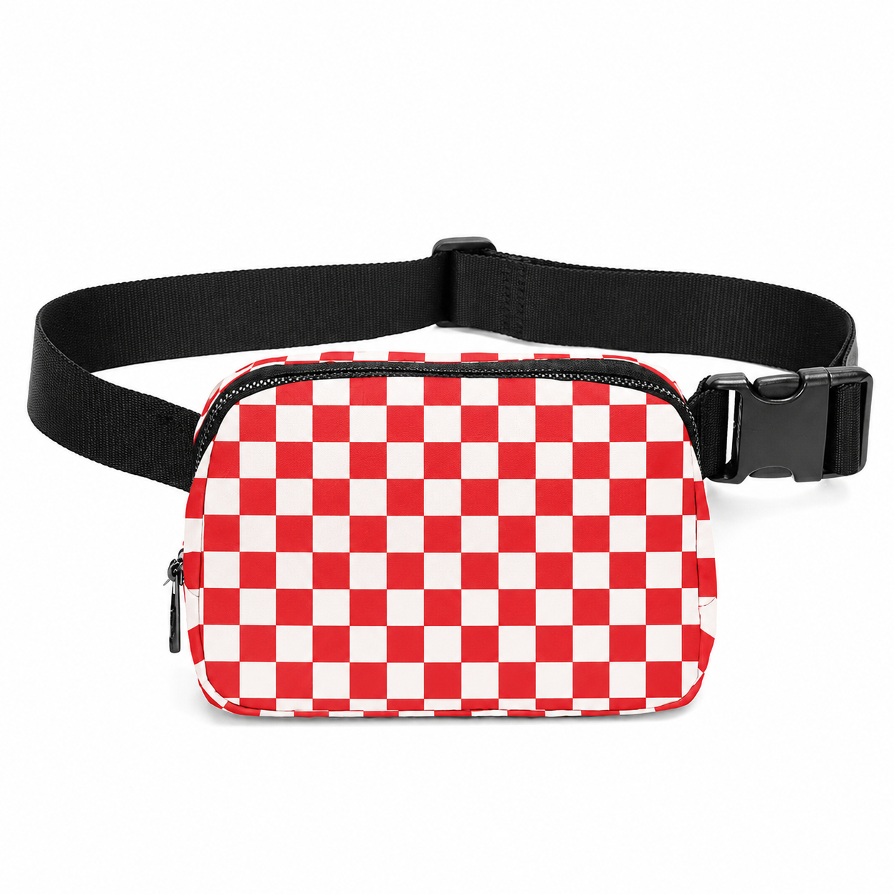 Red and White Checkerboard Crossbody Bag