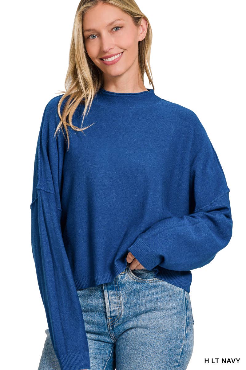 `.0807 Mock Neck Fall Crop Sweater SI-25985