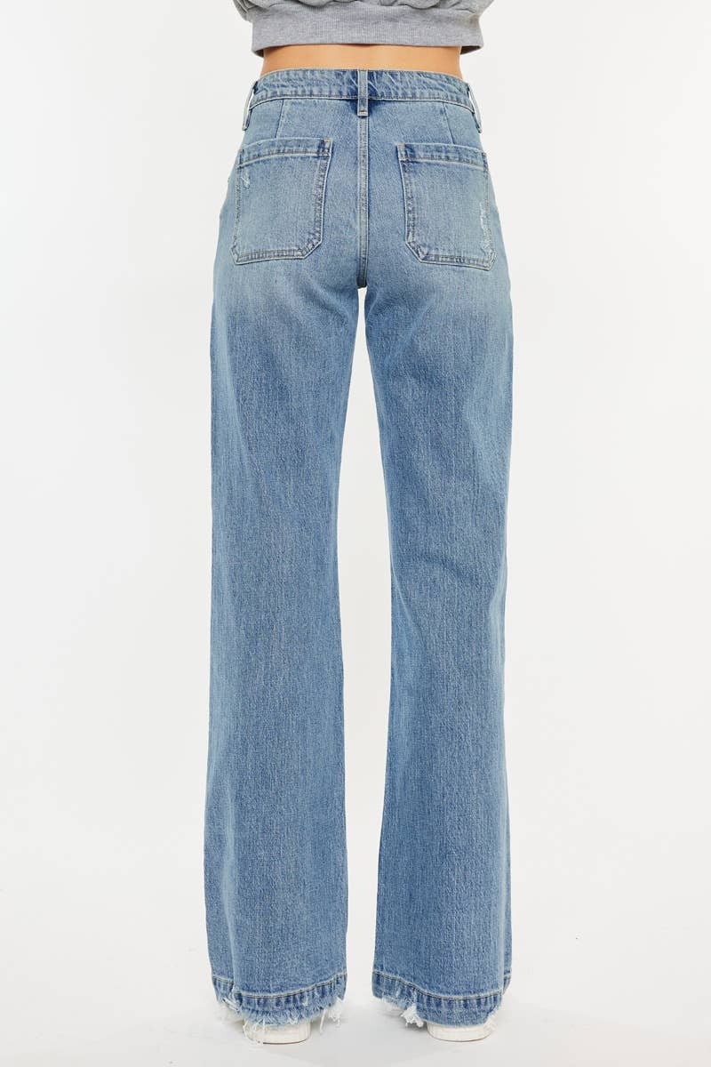 HIGH RISE WIDE FLARE JEANS- Judy Blue
