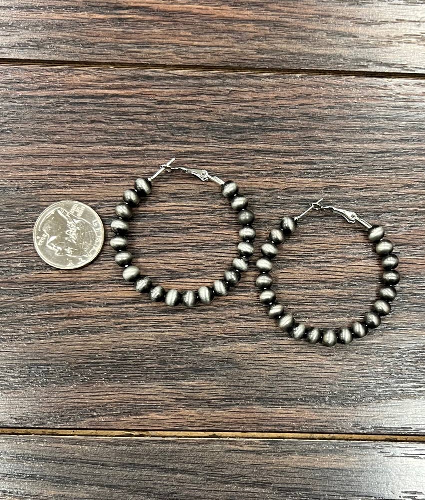 720219, 45mm Hoop, 6mm Navajo Earrings