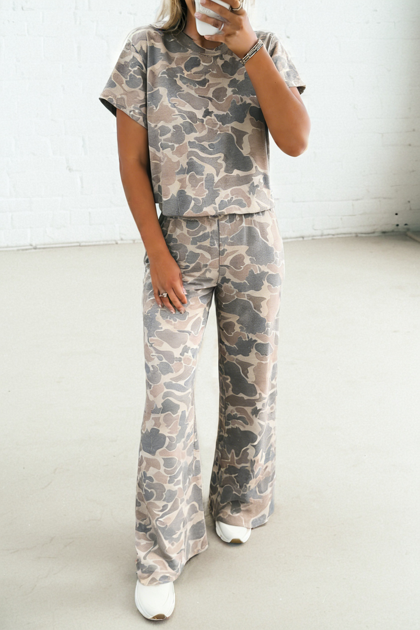 High Waist Camo 2pc Pants Set