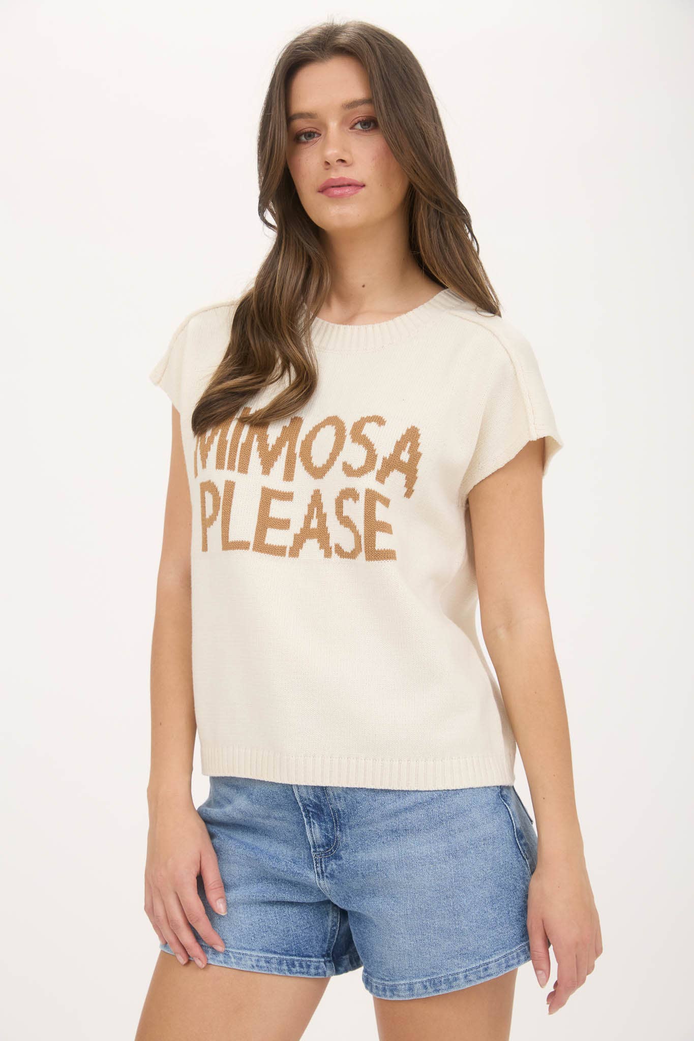 MIMOSA PLEASE SHORT SLEEVE PULLOVER SWEATER