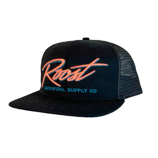 Roost Black 7 Panel w/ Pink Script Logo (H-R-129)