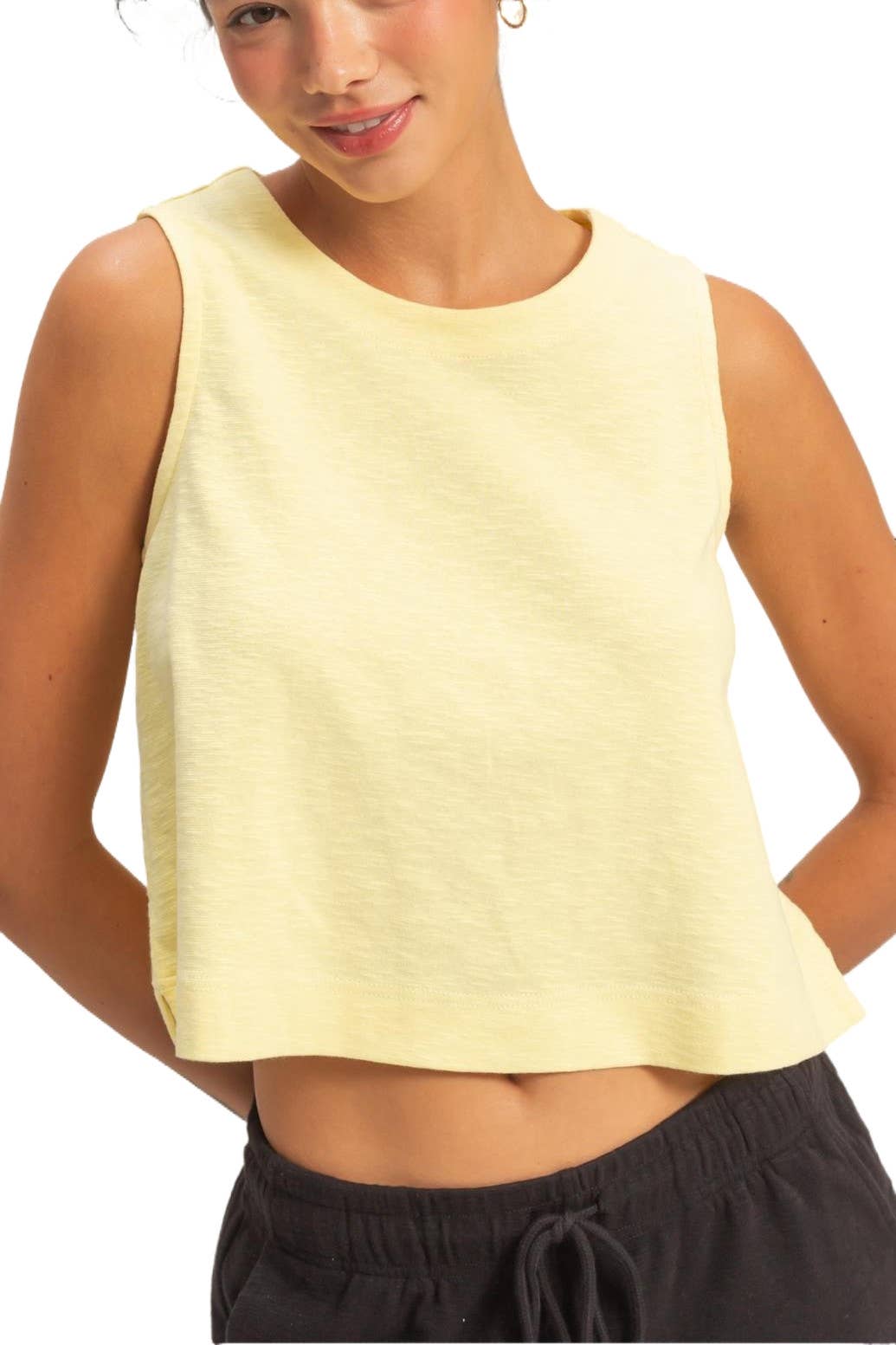 Sleeveless Boxy Fit Crew Neck Top