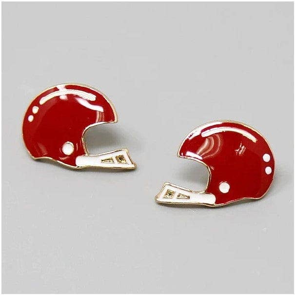 KE1001 Football Helmet Gameday Post Earrings: Red White
