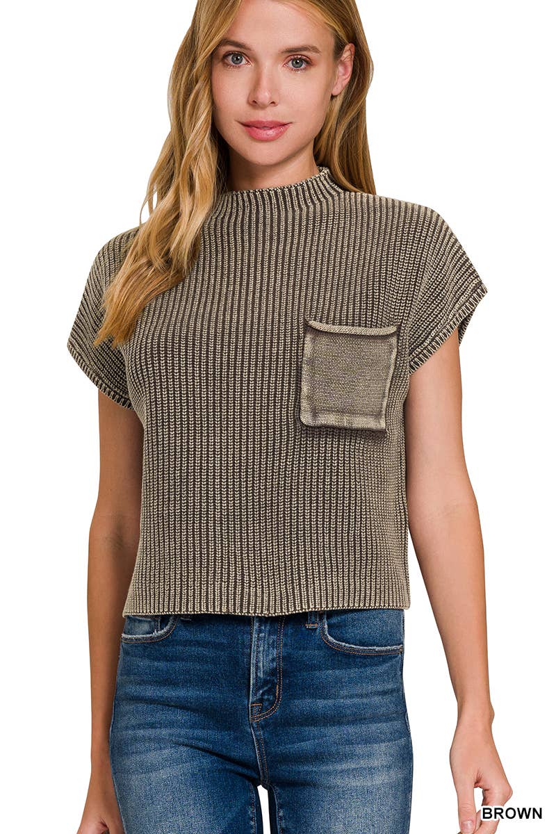 Brooke Short Sleeve Mock Neck Sweater
