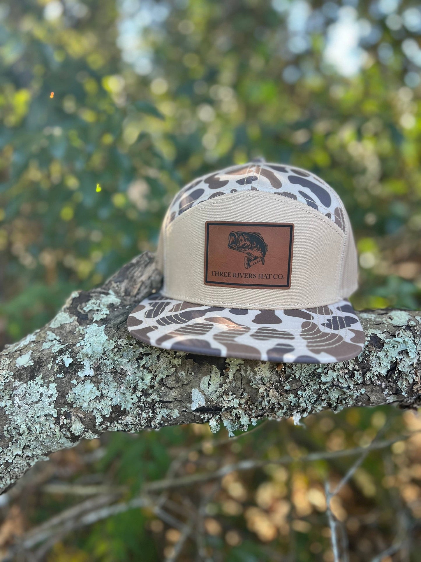 Bass Silhouette- “Old’s Cool” Camo Flatbill Snapback