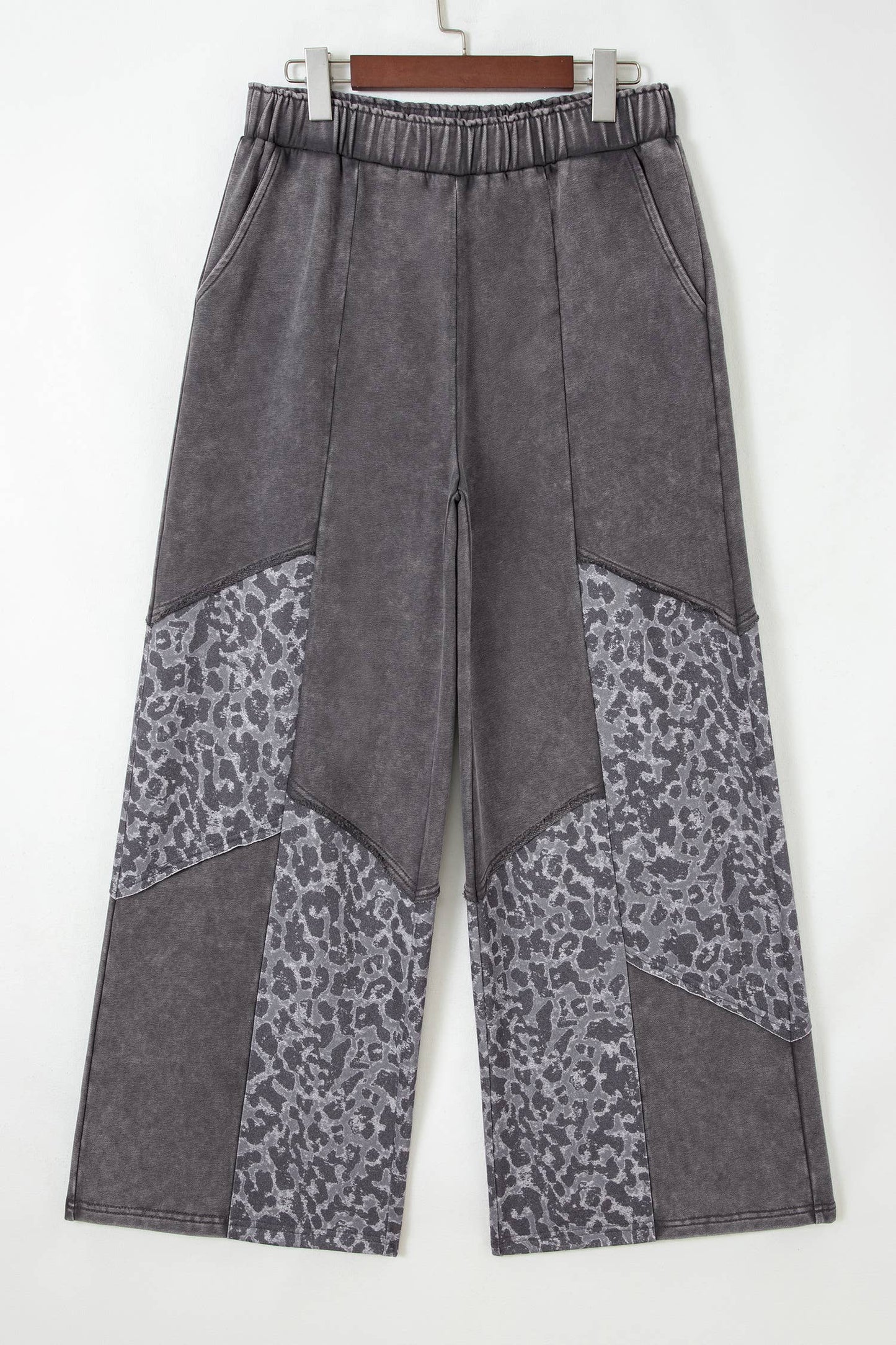 Mineral Wash Leopard Patchwork Loose Pants