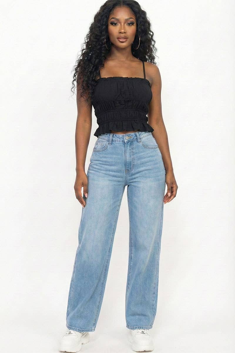 Tiered Shirred Body Crop Top