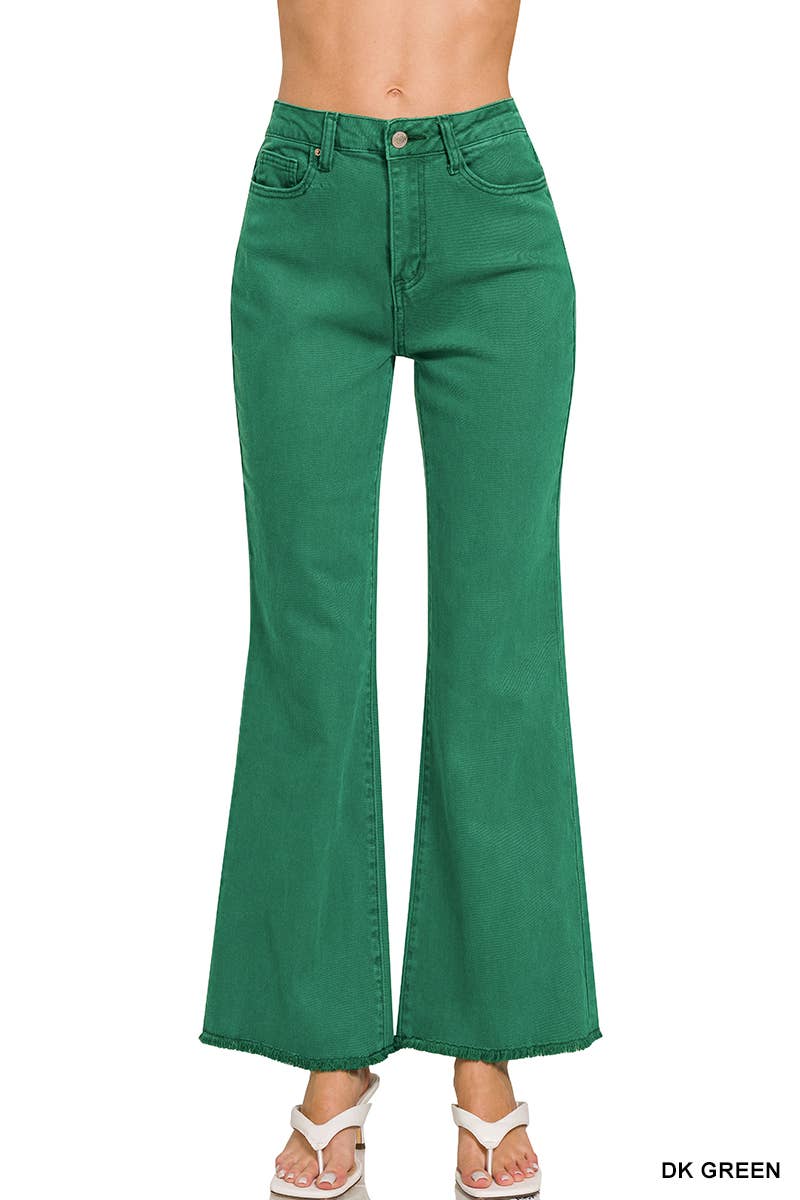 Acid Wash Frayed Hem Color Denim Jeans