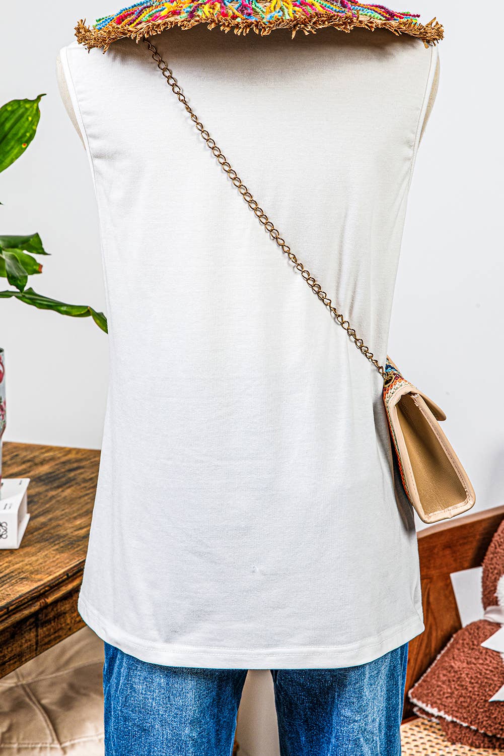 Crew Neck Pleated Tank