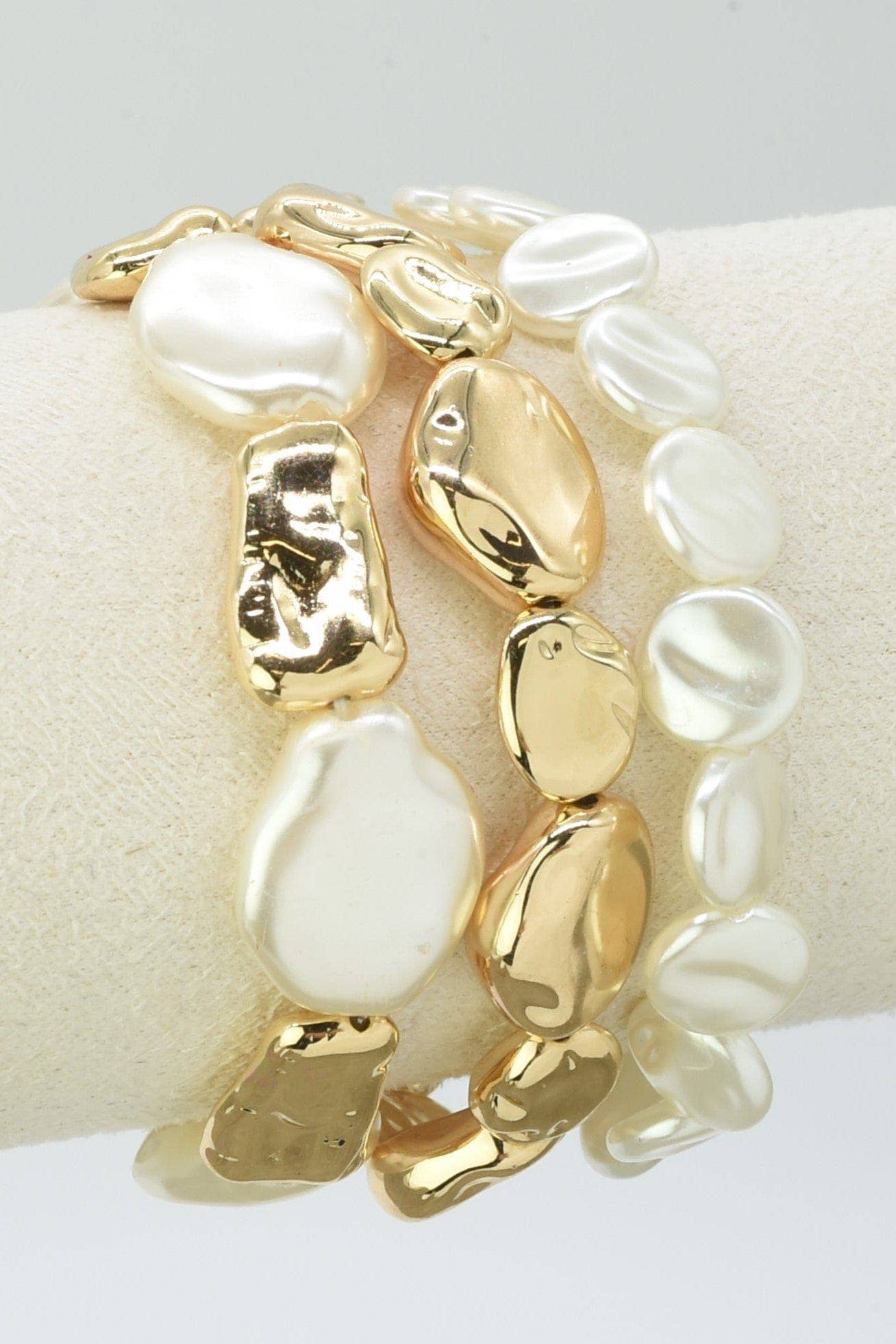 3 Piece Pearl Stretch Bracelet Set