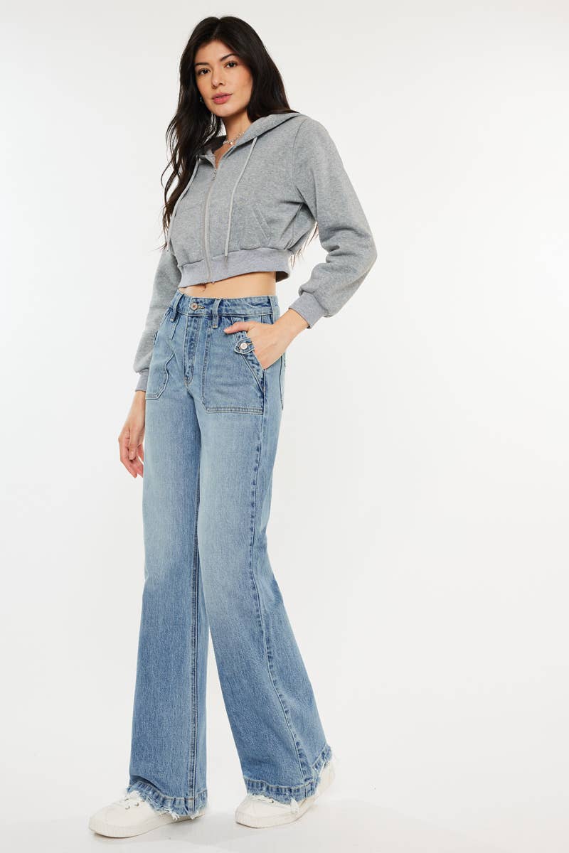 HIGH RISE WIDE FLARE JEANS- Judy Blue