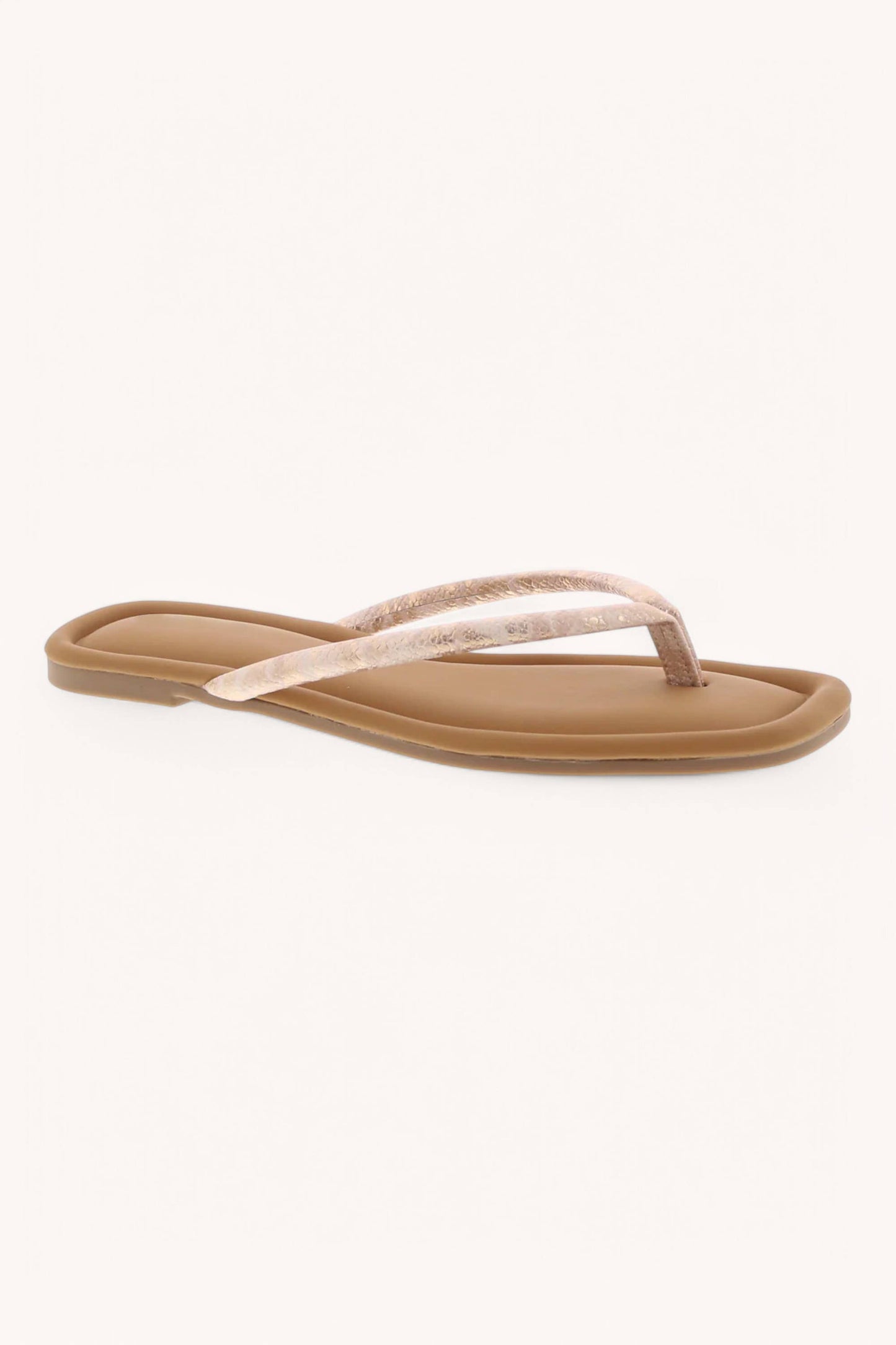 SQUARE TOE SIMPLE THONG STRAP SANDALS