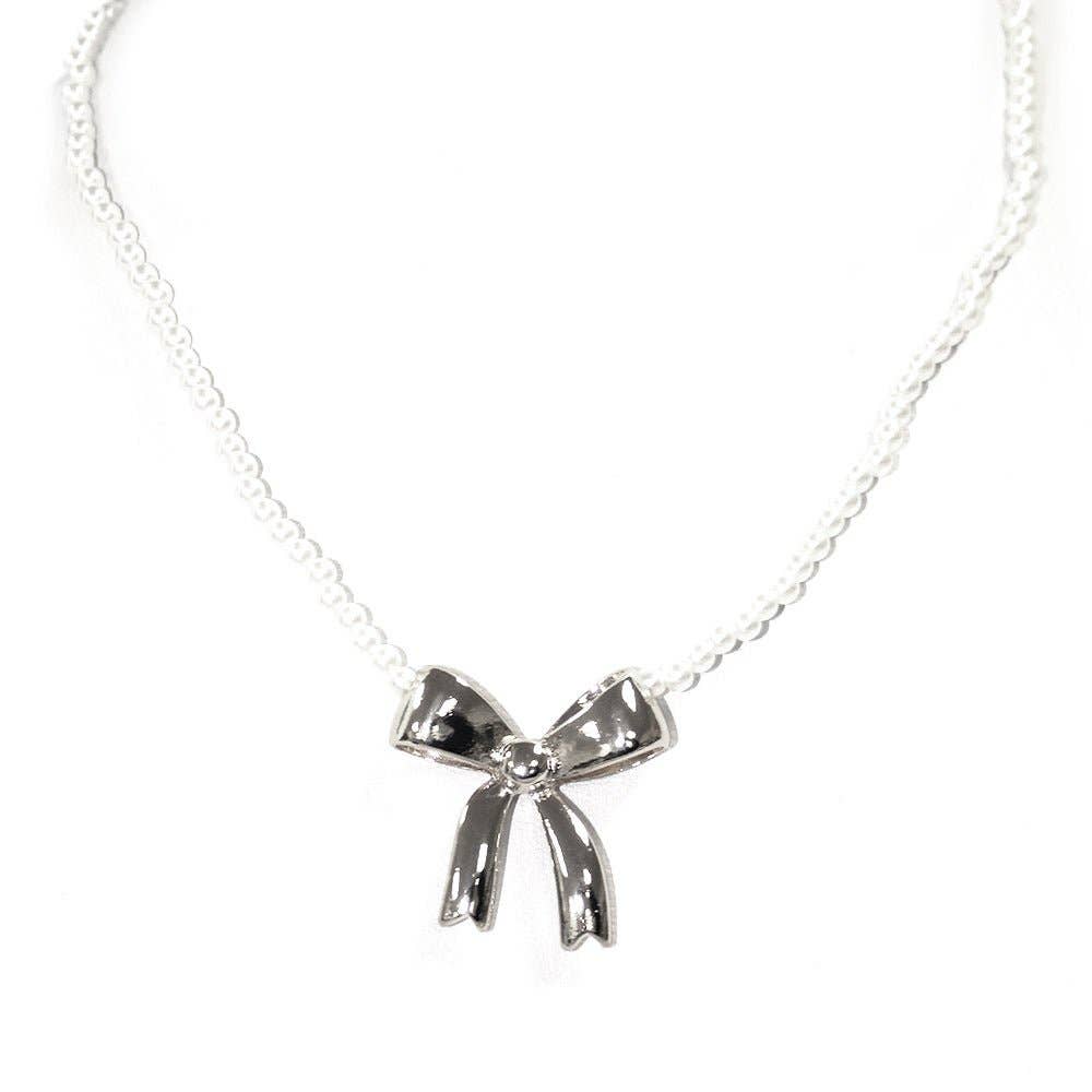Bow Pearl Strand Necklace