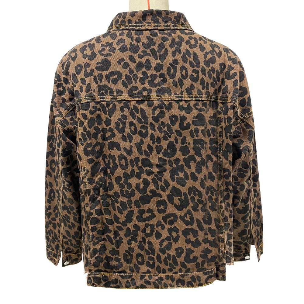 Leopard denim coat